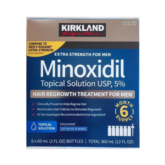 Kirkland minoxidil solución tópica al 5% (6x60ml - tratamiento 6 meses)