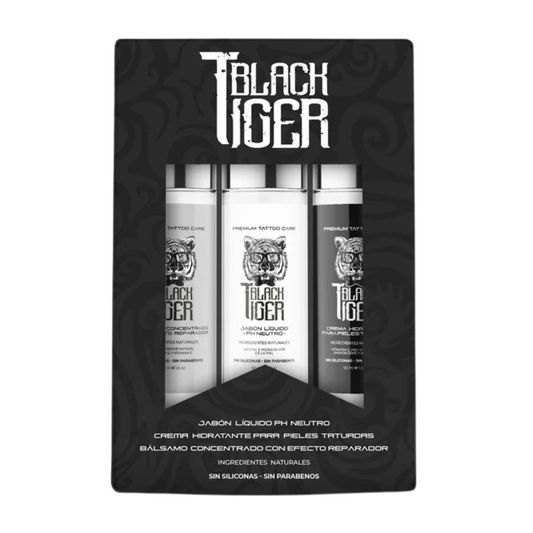 Kit para el cuidado de tatuajes: balsamo, crema hidratante, jabon mini tiger pack
