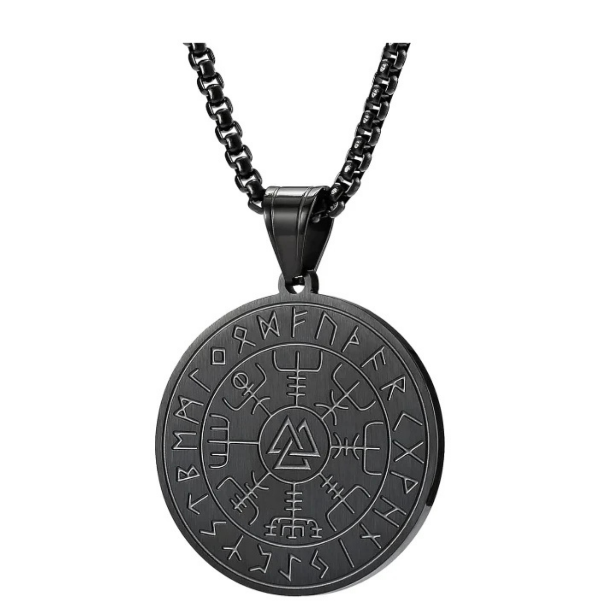Pptabold - collar vikingo para hombre con dije vegvisir en acero inoxidable