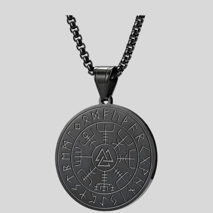 Pptabold - collar vikingo para hombre con dije vegvisir en acero inoxidable