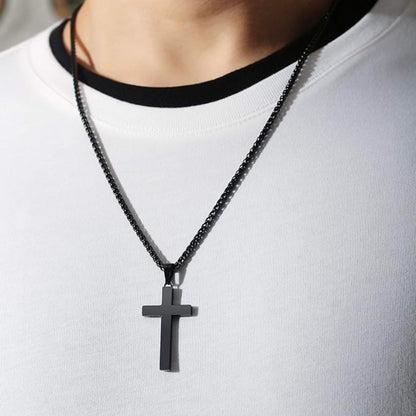 P. blake - collar con colgante de cruz en acero inoxidable para hombre